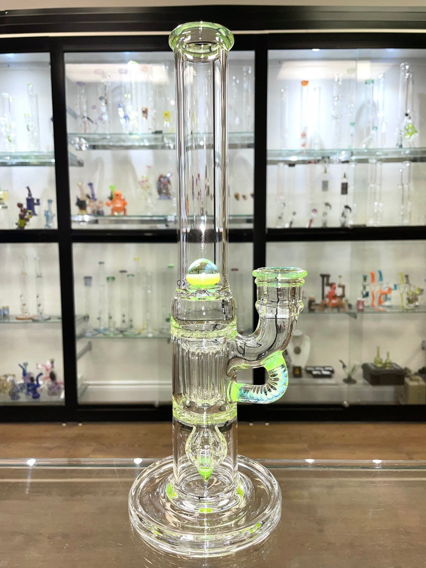 Blazed Mini Pillar Tube w/ Double Bore Straight Neck - Slyme Accents