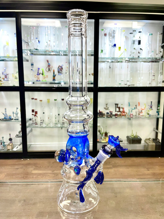 Gibson's Glass 17.5" Triple Threat Tube w/ Blue Blizzard Accents