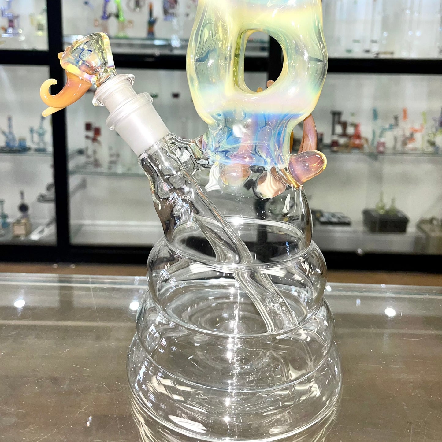 Gibson's Glass 17.5" Triple Threat Tube w/ Yellow Accents