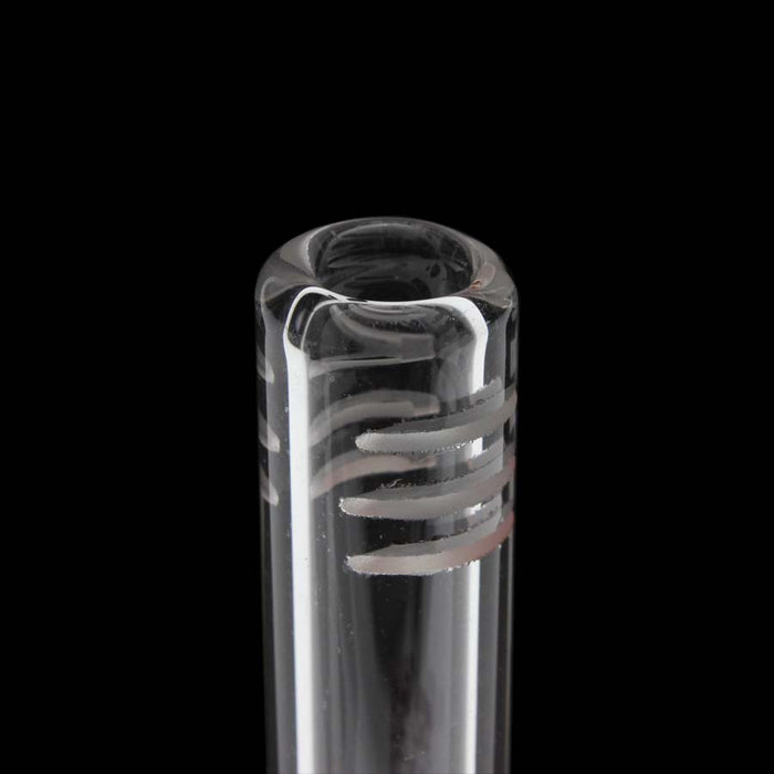 Shatter'd Clear 18mm-14mm 4.5" Downstem w/ Horizontal Slits & Red Logo