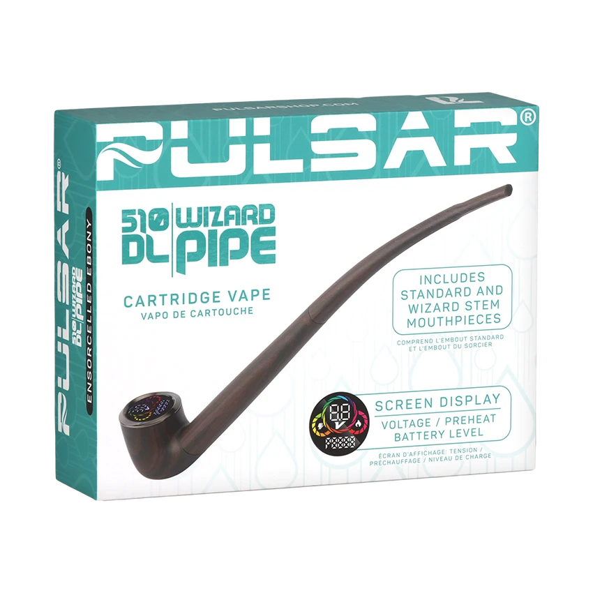 Pulsar 510 DL Wizard Pipe Variable Voltage Cartridge Vape - 650mAh - Ensorcelled Ebony