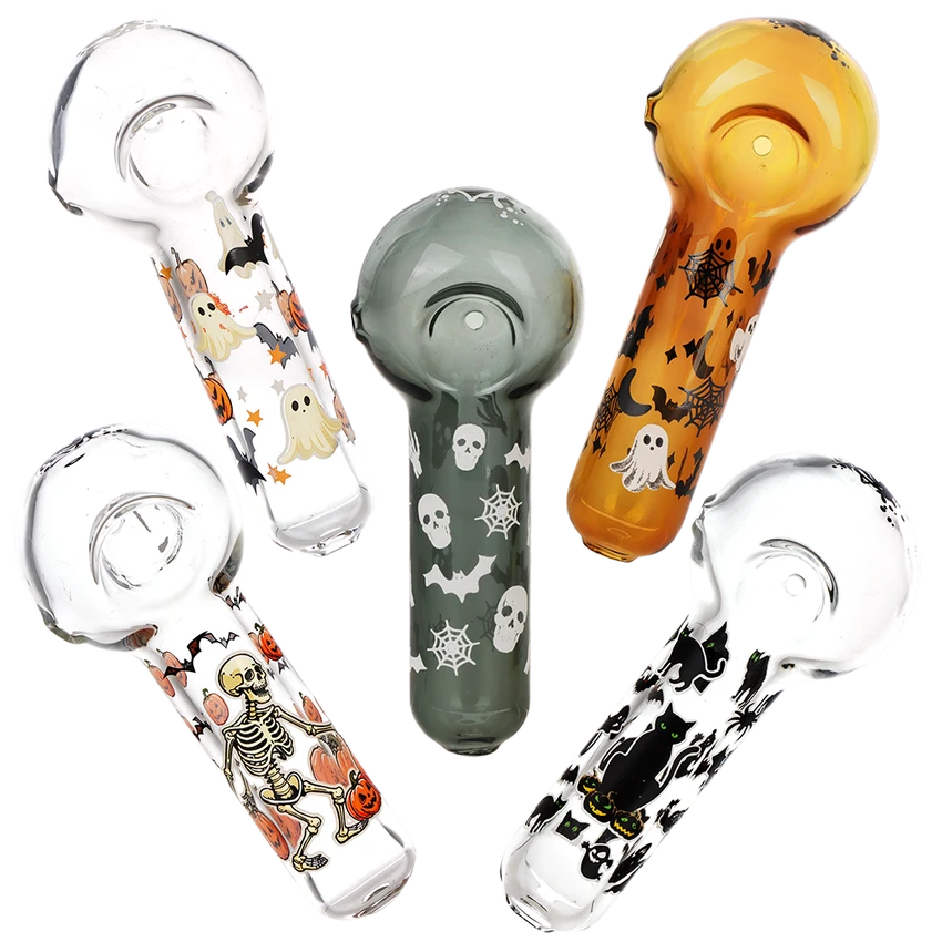 Pulsar 4.5" Halloween Glass Spoon Pipe - Assorted Styles