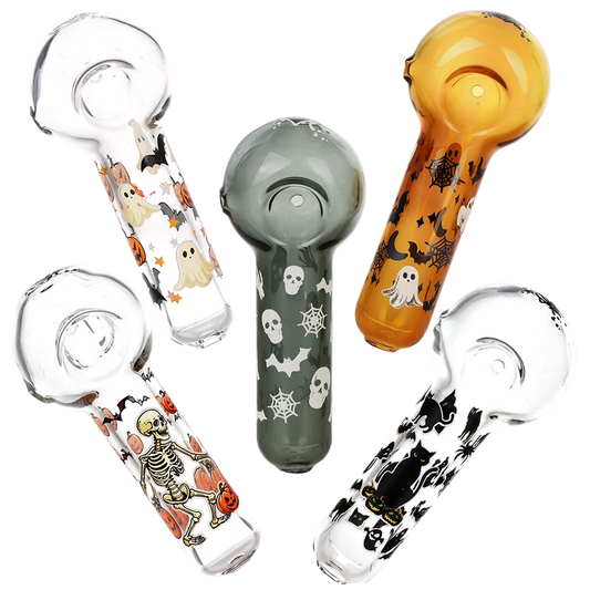 Pulsar 4.5" Halloween Glass Spoon Pipe - Assorted Styles