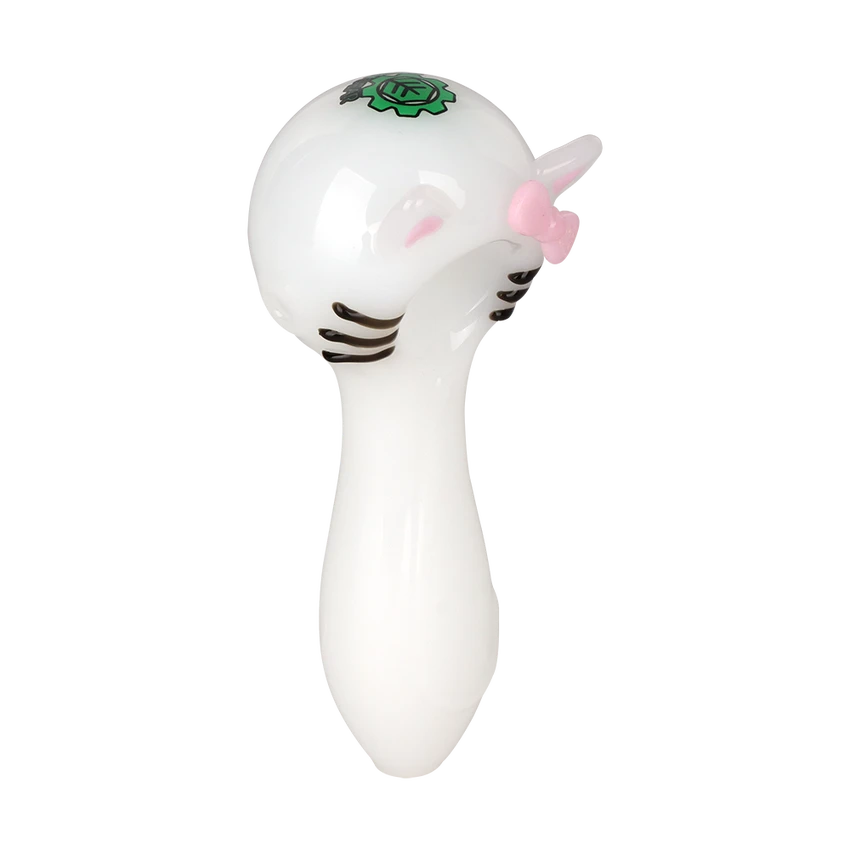 SeshGear 4" Cute Kitty Glass Spoon Pipe w/ Bow