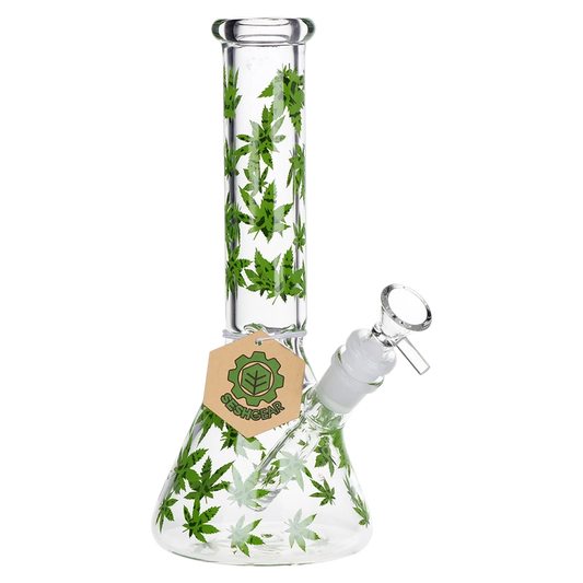 SeshGear 9.75" Green Leaf Beaker Glass Water Pipe