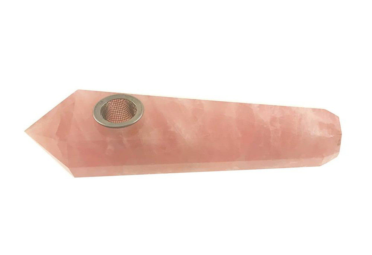 Crystal Hand Pipe -  PHEOBE ROSE QUARTZ