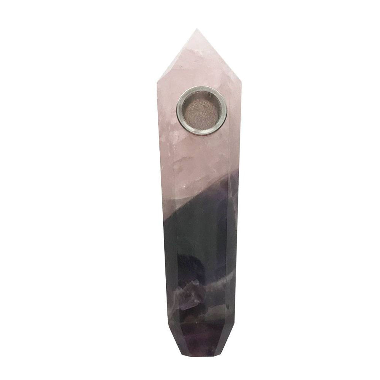 Crystal Duo Hand Pipe Rose Quartz/Amethyst