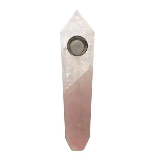 Crystal Duo Hand Pipe Clear Quartz/Rose Quar