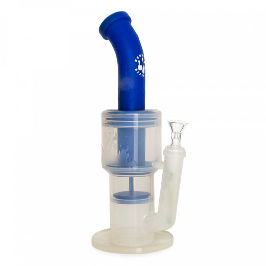 Lit Silicone 12" Double Chamber Water Pipe Blue TS108B