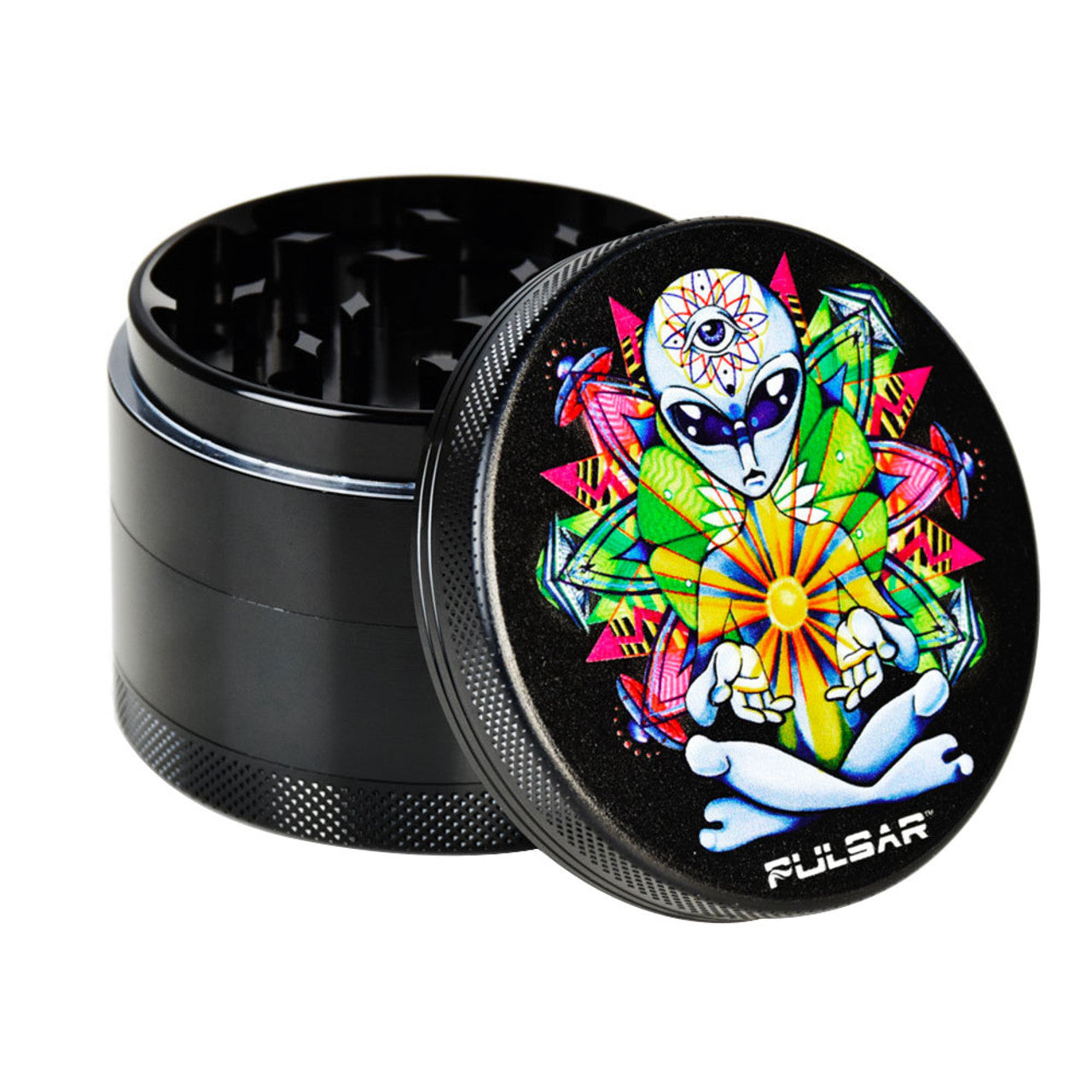 Pulsar Artist Series 2.5" 4-Piece Pollinator Grinder - Psychedelic Alien