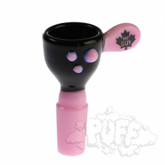 Higuy 14Mm Black Bowl W/ Pink Dots