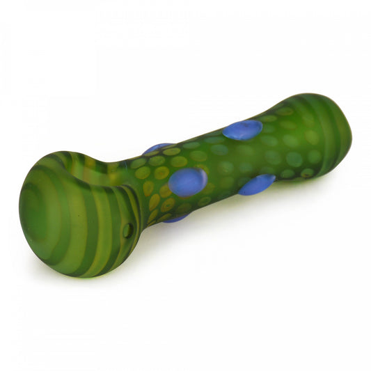 Red Eye Glass 4.5" Pipe w/ Frosted Dots Green