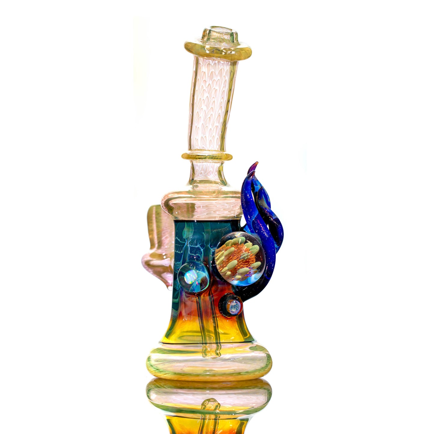 Hippo Glass Fumed Banger Hanger - Blue Mix