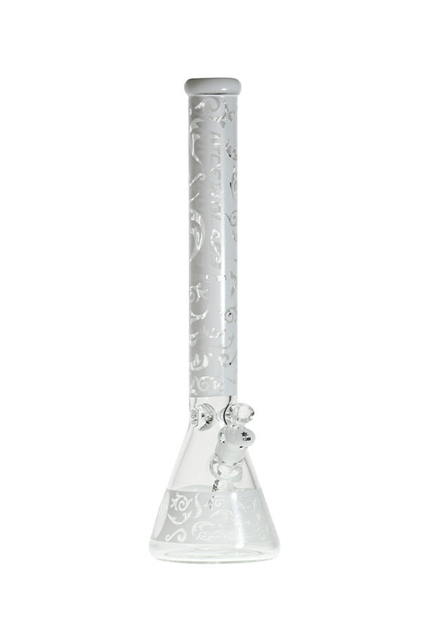 Nice Glass 19" 9mm Beaker w/ Floral Design