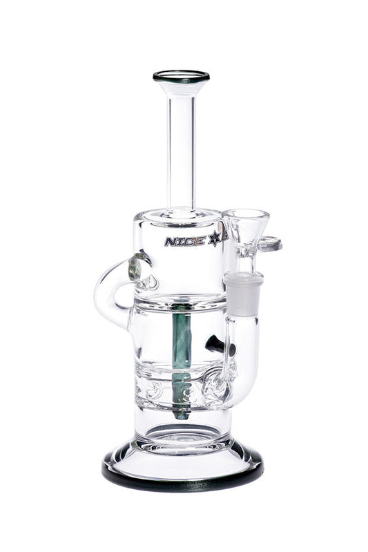 Nice Glass 9" 6-Hole Recycler - Blue N8014F