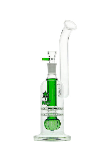 Nice Glass 12" Double Disc Bubbler W/Gridded Ball Perc