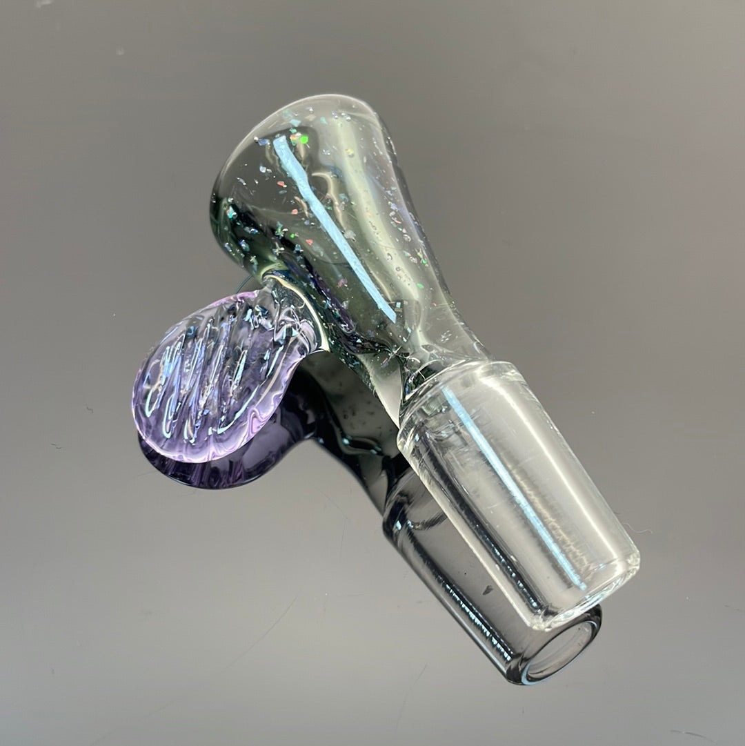 Shine 14mm Grey Crushed Opal Bowl W/ Purple Handle