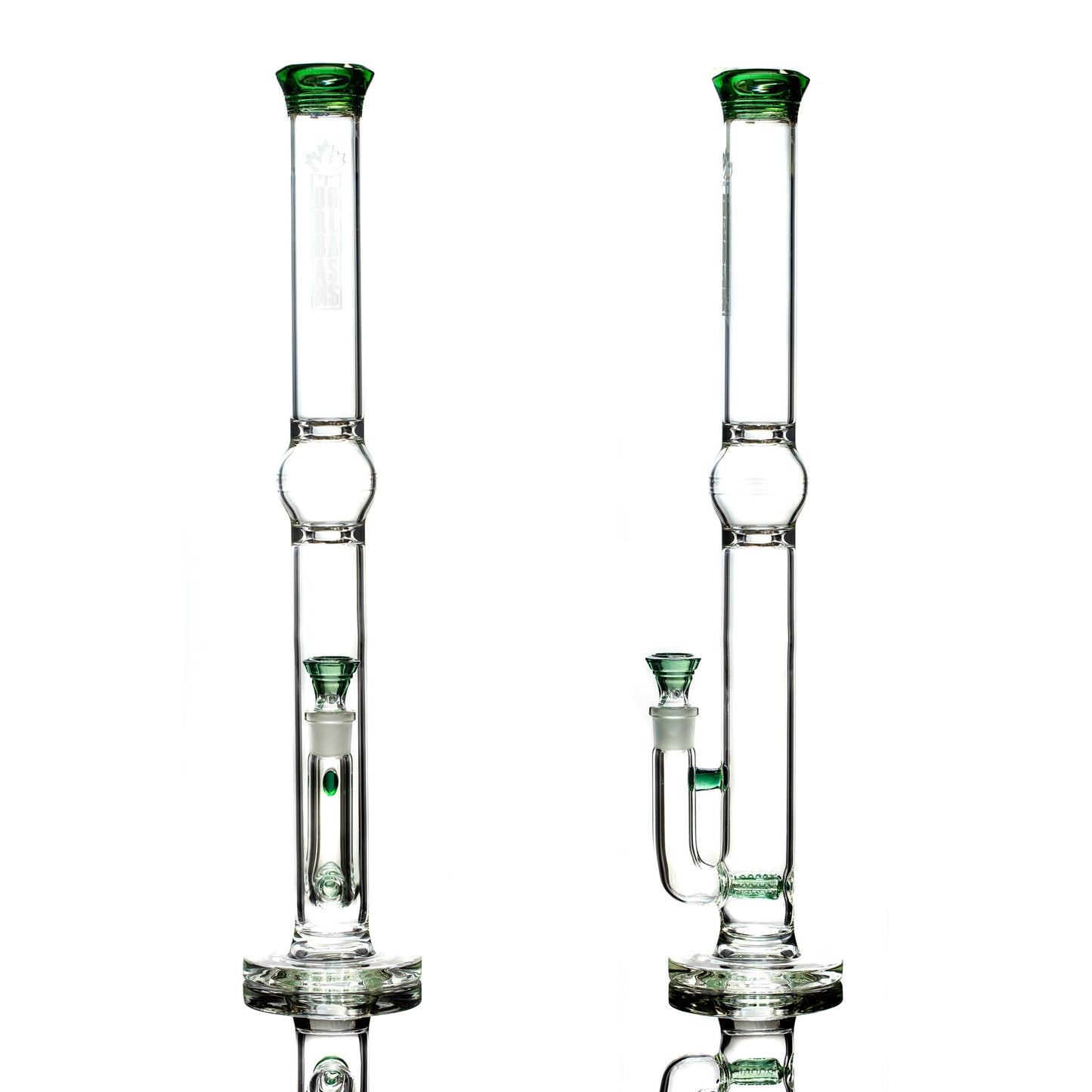 Urban Glass 44mm Colour Accented Inline Straight Tube - Green 21"